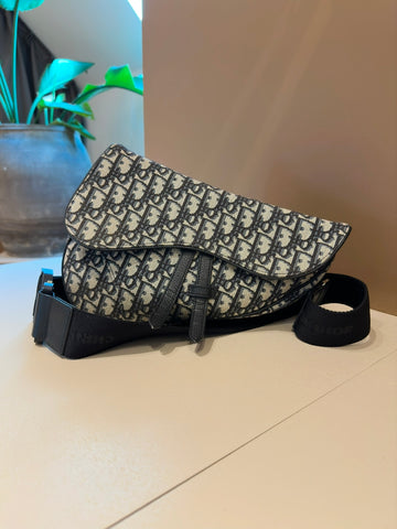 Dior Saddle Bag Beige and Black Dior Oblique Jacquard