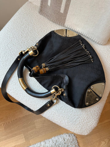 Gucci GG Babouska Indy Hobo Bag Black GHW
