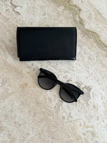 Chanel Acetate Metal Polarized Pantos Sunglasses Black