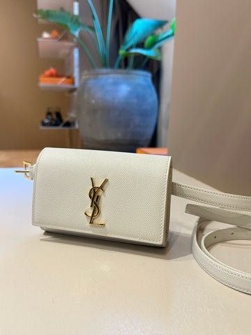 YSL Kate Belt Bag Crema Soft GHW 65-110 cm