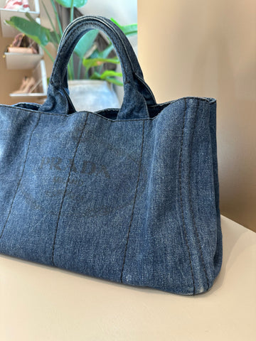 Prada Canapa Tote Medium Denim