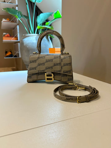 Balenciaga Hourglass XS Coated Canvas BB Monogram Top Handle Bag