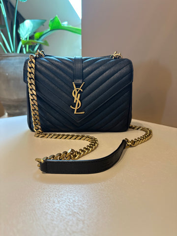 YSL College Medium Shoulder Bag Black GHW