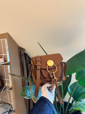 Chloé Calfskin Suede Small Jodie Camera Bag Caramel