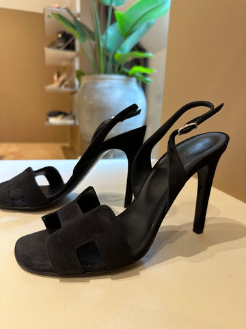 Hermes Holy 105 Sandal Black Velour 39
