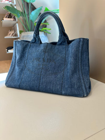 Prada Canapa Tote Medium Denim