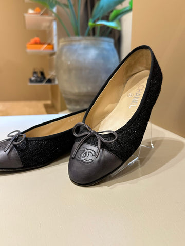 Chanel Ballerina Black With Glitter Effect 36