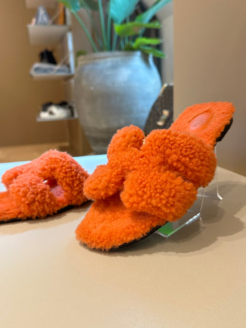 Hermés Oran Shearling Sandal Orange 39,5