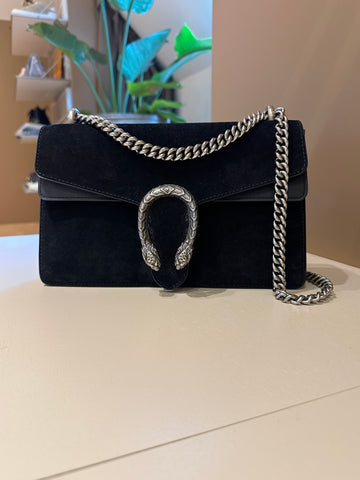 Gucci Dionysus Small Suede GG Bag Black