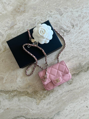 Chanel Mini Chain Belt Bag Rose GHW