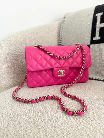 Chanel Small Classic Flap Bag Pink GHW