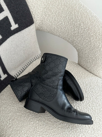 Gucci Maud Black Leather Boots 36