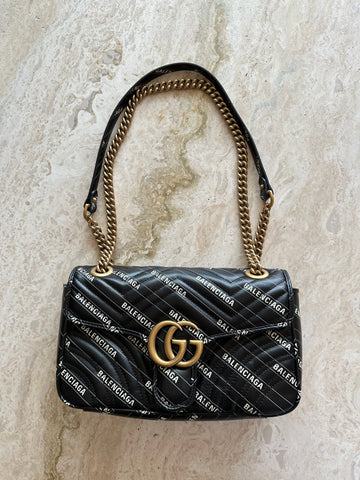 Gucci x Balenciaga Small GG Marmont Bag Black