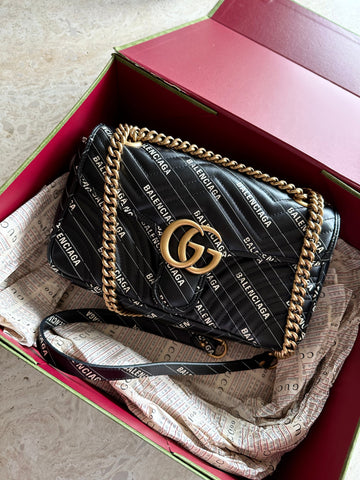 Gucci x Balenciaga Small GG Marmont Bag Black