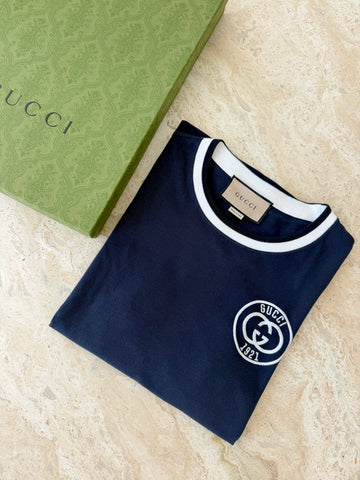 Gucci Blue Cotton Jersey T-shirt with Embroidery M