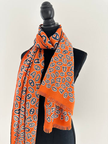Hermés Orange Chaîne d'Ancre Printed Scarf
