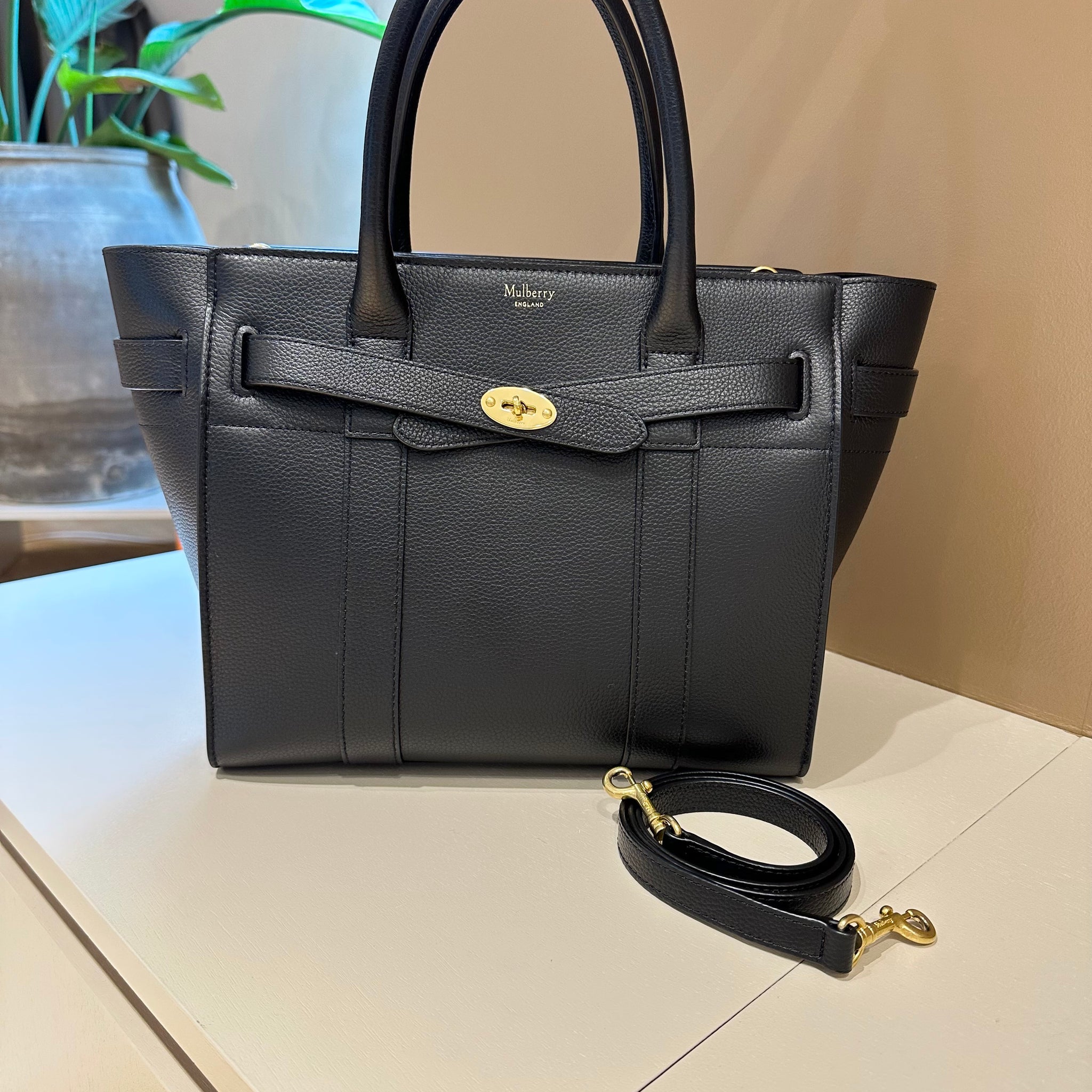 Mulberry Small Zipped Bayswater Bag Black GHW