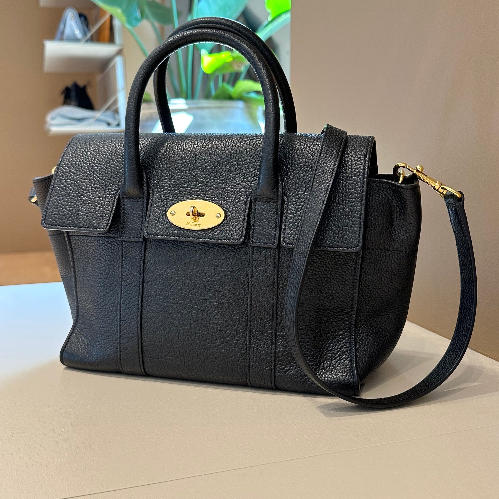 Mulberry Small Classic Bayswater With Strap Black GHW