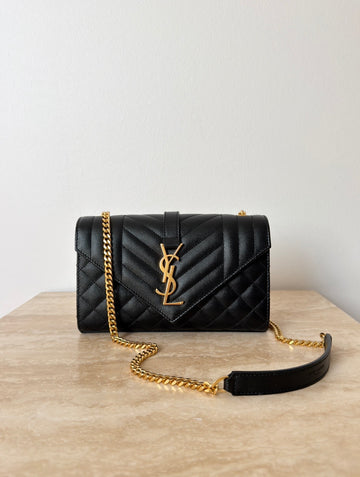 YSL Envelope Small Bag Black GHW