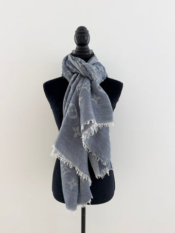 Louis Vuitton Daily Monogram Scarf Denim Blue