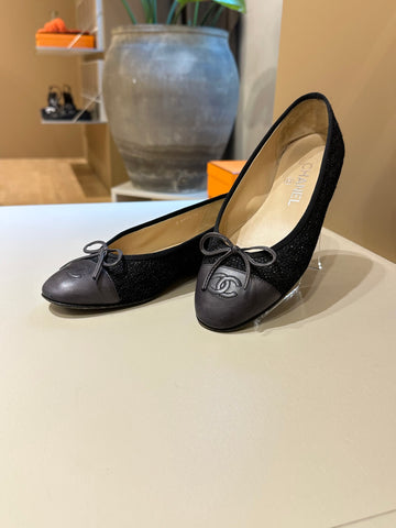 Chanel Ballerina Black With Glitter Effect 36