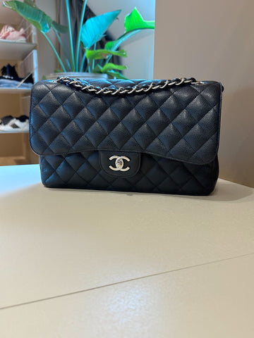 Chanel Jumbo Classic Flap Bag Black Caviar Leather SHW