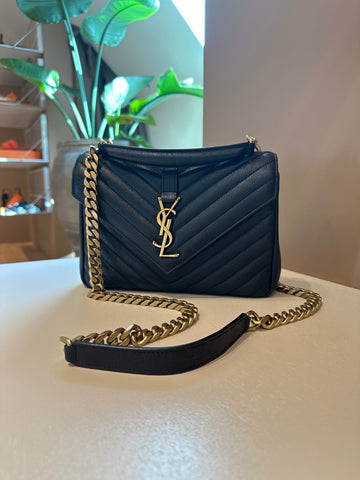 YSL College Medium Shoulder Bag Black GHW