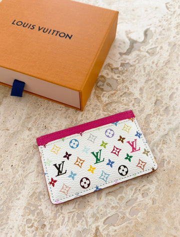Louis Vuitton X Takashi Murakami Card Holder White Multicolor Monogram Canvas