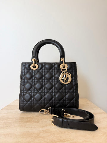 Lady Dior Medium Bag Black Carnage Lambskin GHW