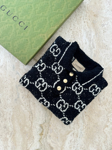 Gucci GG Cotton Jacquard Polo Black/Ivory M
