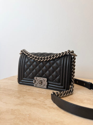 Chanel Small Boy Bag Black Caviar RHW