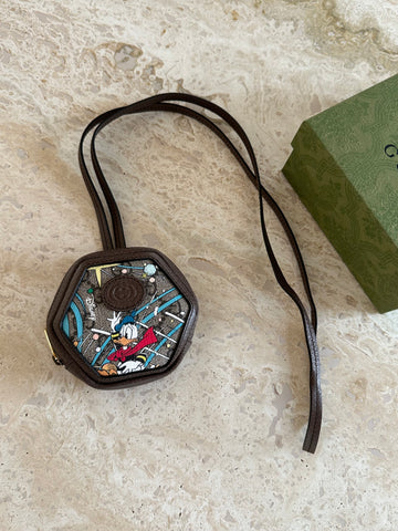 Gucci X Disney Donald Duck Crossbody Coin Purse GG Supreme Monogram Canvas