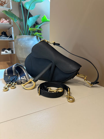 Dior Saddle Bag With Strap x 2 Black GHW