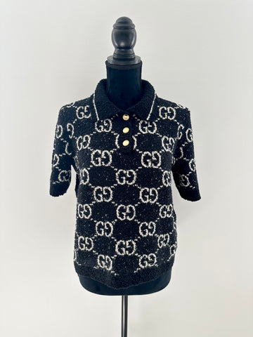 Gucci GG Cotton Jacquard Polo Black/Ivory M