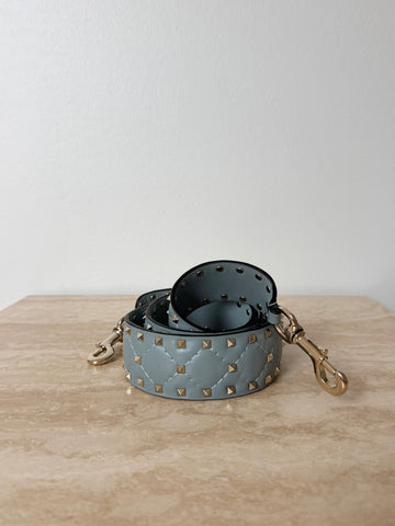 Valentino Garavani Rockstud Spike Bag Strap Dusty Blue GHW
