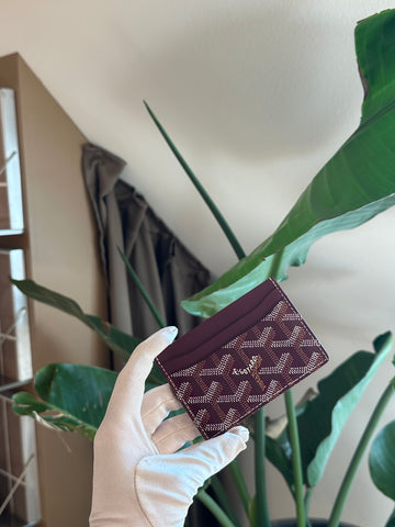 Goyard Burgundy Chevron Print Coated Canvas Card Holder