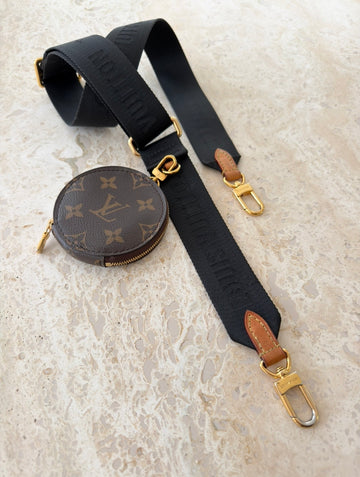 Louis Vuitton Bandoulière Bag Strap With Coin Purse Black