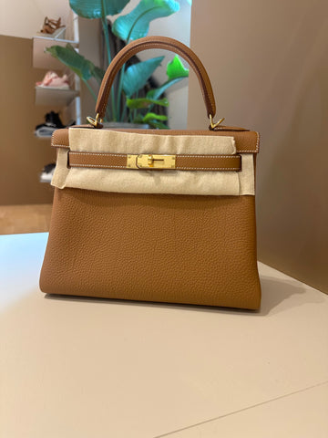 Hermés Kelly 28 Retourne Togo Gold GHW