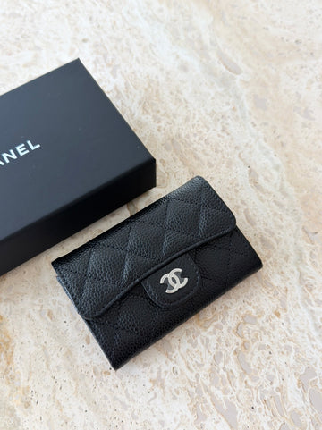 Chanel Classic Card Holder Black Caviar SHW
