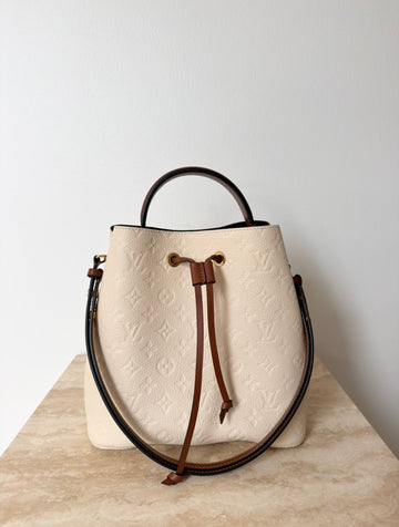 Louis Vuitton Néonoé Cream/chocolate Empreinte Leather