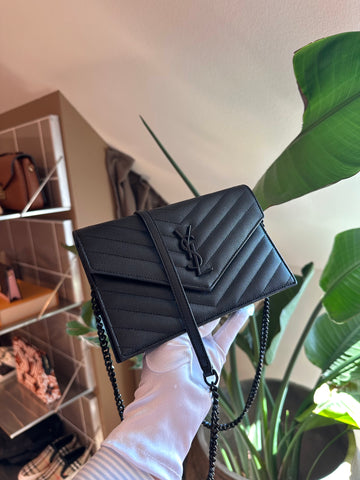 YSL Cassandre Envelope Wallet On Chain Black BHW