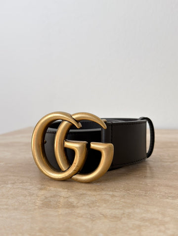 Gucci GG Marmont Wide Belt Dark Brown 90