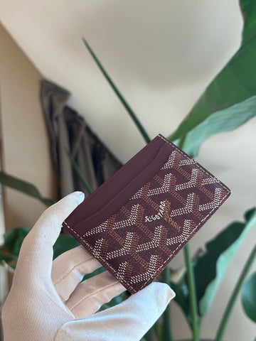 Goyard Burgundy Chevron Print Coated Canvas Card Holder