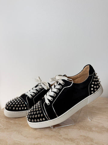Christian Louboutin Vieira 2 Spike Trainers Black Suede 39