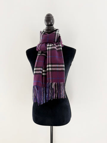 Burberry Reversible Checked Cashmere Scarf Purple/blue