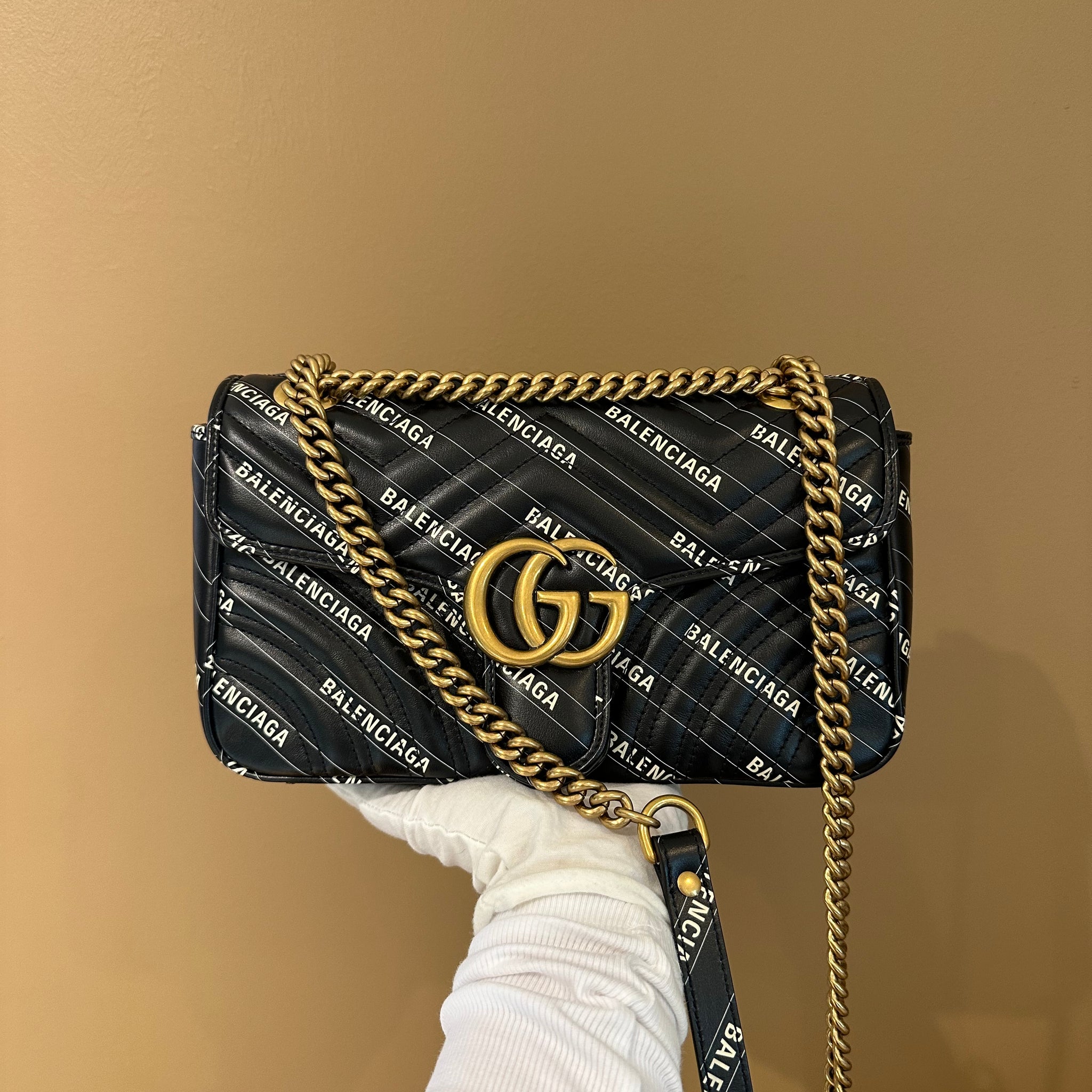 Gucci x Balenciaga Small GG Marmont Bag Black