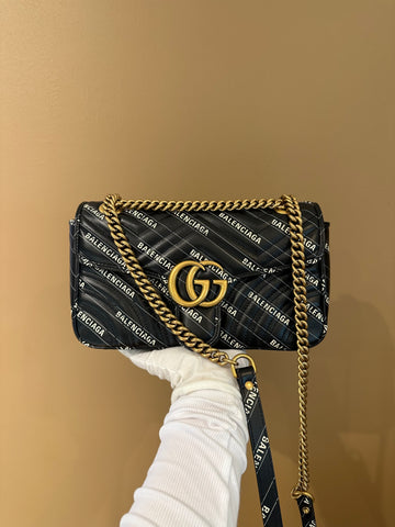 Gucci x Balenciaga Small GG Marmont Bag Black