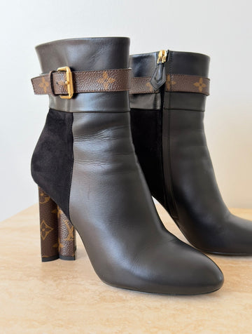 Louis Vuitton Silhouette Ankle Boots Black/Monogram 39