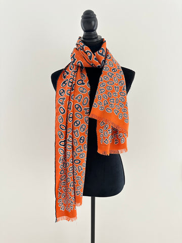 Hermés Orange Chaîne d'Ancre Printed Scarf