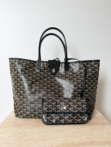 Goyard St Louis PM Canvas Black With Calf Leather